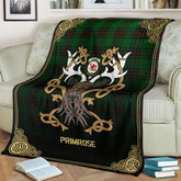 Clan Primrose Tartan Crest Premium Blanket Celtic Stag Style NC21 Clan Primrose Tartan Today